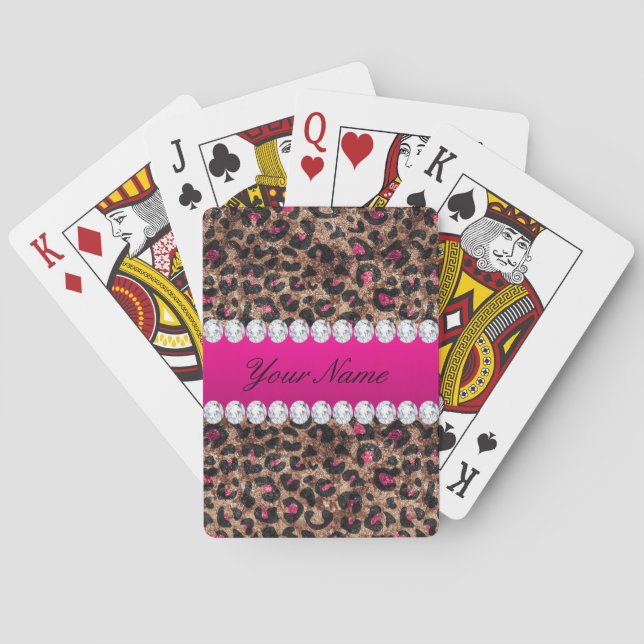 Baralho Faux Leopardo-Quente-Rosa-Rosa Gold Foil e Diamant (Verso)