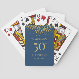 Baralho Favor de aniversário de 50 anos personalizado azul