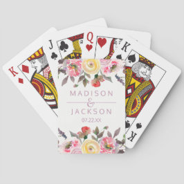 Baralho Favor de Casamento Floral de Rosa de Água Doce