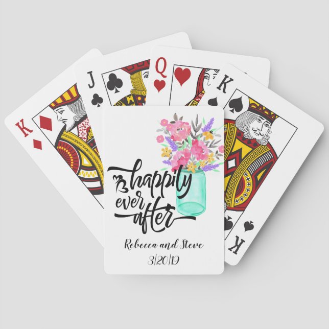 Baralho Favor de Casamento Flores de Presente Mason Jar (Verso)