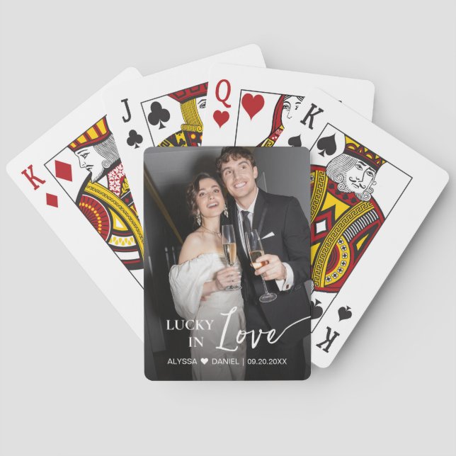 Baralho Favor de casamento personalizado "Lucky in Love" (Verso)