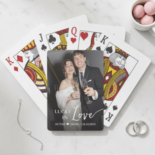 Baralho Favor de casamento personalizado "Lucky in Love"