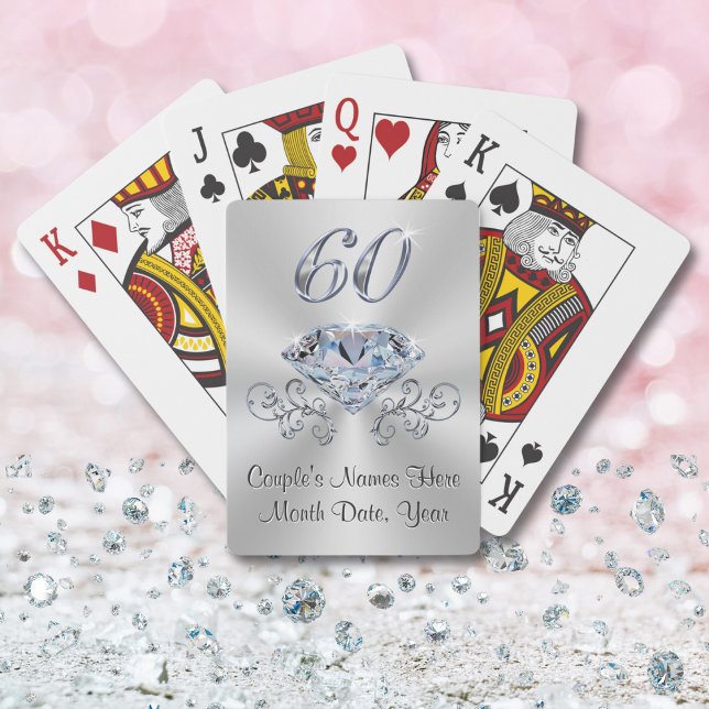 Baralho Favoritos do Partido do Aniversário do Diamante Pe (Cheap 60th anniversary gifts. Personalize, 60th wedding anniversary favor ideas. 60 year anniversary)