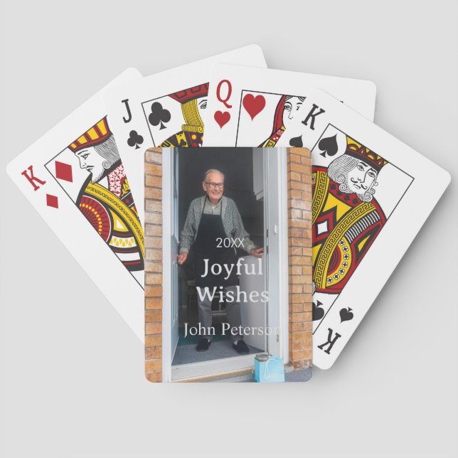 Baralho Felicidades adicionam nome foto homem feriado ano  (Verso)