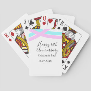 Baralho Feliz 10º aniversário simples nome de casamento mi