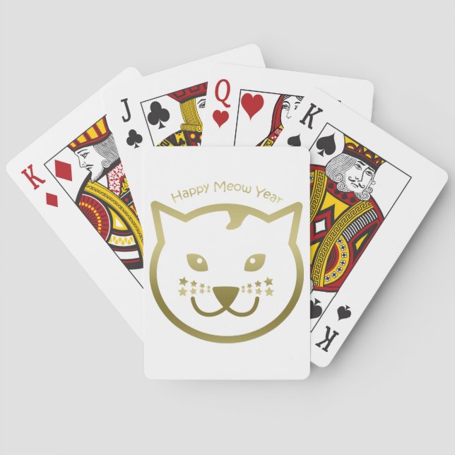 Baralho Feliz Ano Meow - Cor de fundo personalizada (Verso)