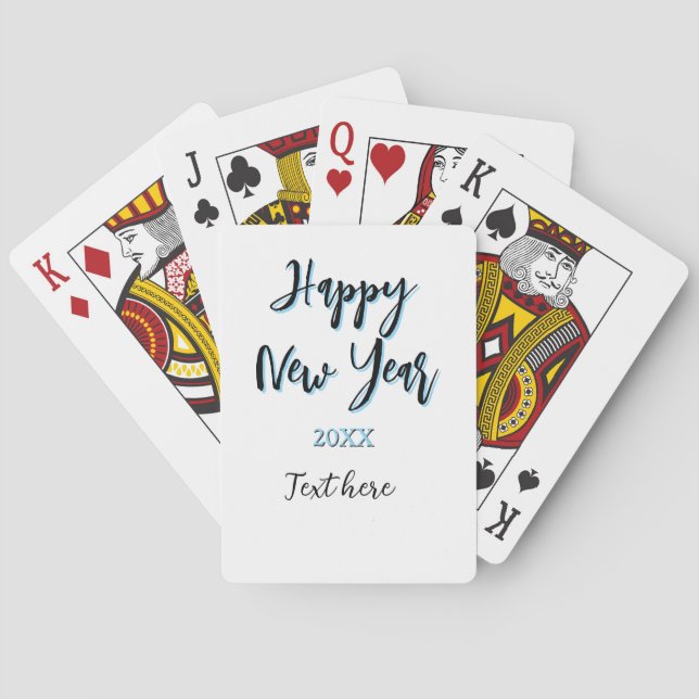 Baralho Feliz ano novo azul preto negrito ano simples na m (Verso)