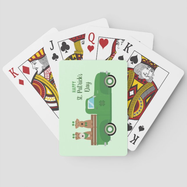 Baralho Feliz Dia de São Patrício Fox Terrier Dog (Verso)