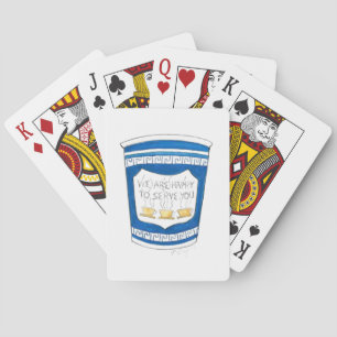 Baralho Feliz em servir os cartões de copa de café NYC gre
