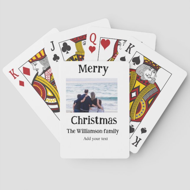 Baralho Feliz feriado adiciona foto do nome da família (Verso)