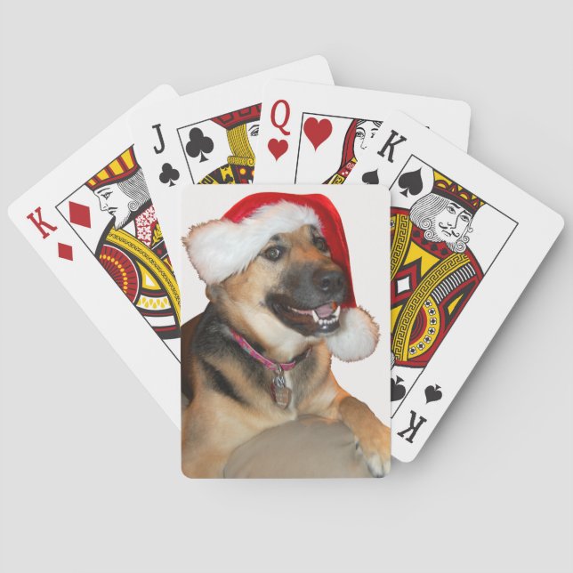 Baralho Feliz German shepherd de Natal (Verso)