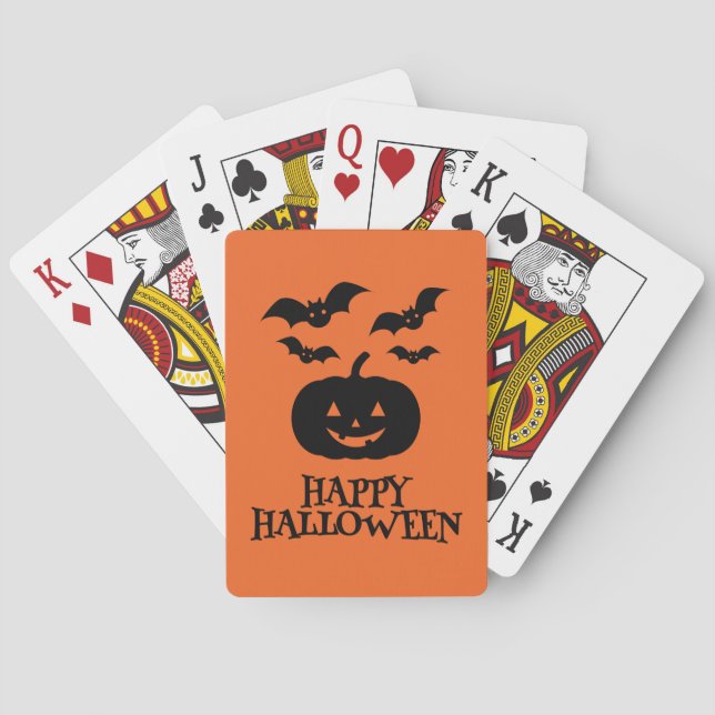 Baralho Feliz Halloween Abóbora Morcego Minimal (Verso)