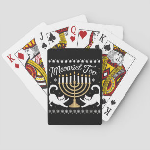 Baralho Feliz Meowzel Tov Chanukah Hanukkah Suéter Feio En