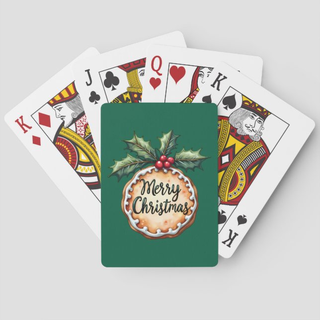 Baralho Feliz Natal Cookie com Holly Berries (Verso)