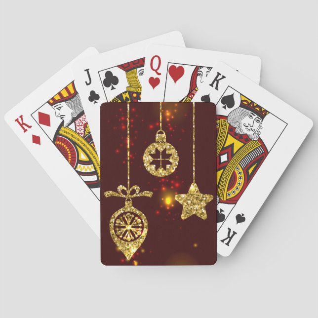 Baralho Feliz Natal Feriado Vermelho Glitter Espumante (Verso)