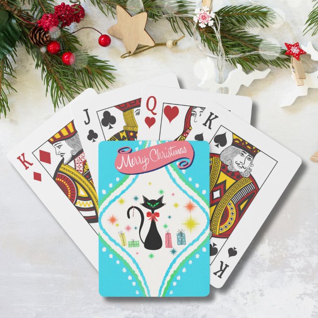 Baralho Feliz Natal Gato Siames Retro (Criador carregado)