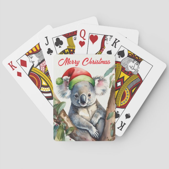 Baralho Feliz Natal Koala sentado em Gumtree (Verso)