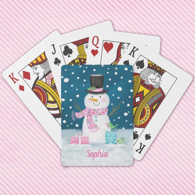 Baralho Feriado Cute Winter Snowman (Cute snowman playing cards make a fun stocking stuffer. Personalize with your name.)