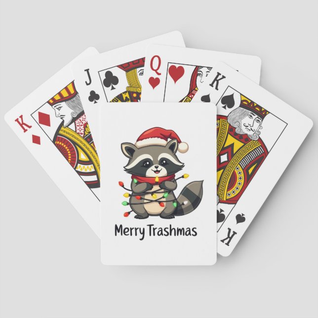 Baralho Feriado de Natal da feliz Trashmas Funny Raccoon (Verso)