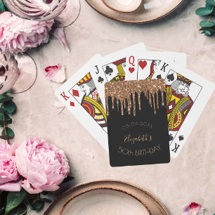 Baralho Festa de aniversário dourada escura dourada goteja