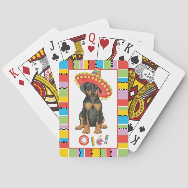 Baralho Fiesta Doberman Pinscher Tocando Cartões (Verso)