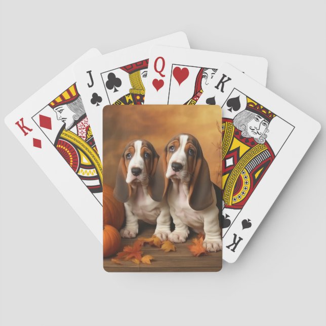 Baralho Filhote de Basset Hound Delícia de Outono Abóbora (Verso)
