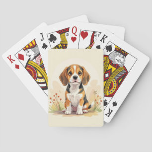 Baralho Filhote de Beagle Tricolor Preto, Marrom e Branco