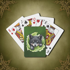 Baralho Filhote de lobo no verde: