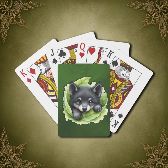 Baralho Filhote de lobo no verde: (Criador carregado)