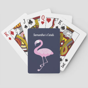 Baralho Flamingo cor-de-rosa sobre o púrpura azul escura c