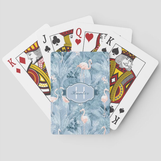 Baralho Flamingo Orchid Padrão Tropical Blue ID868 (Verso)