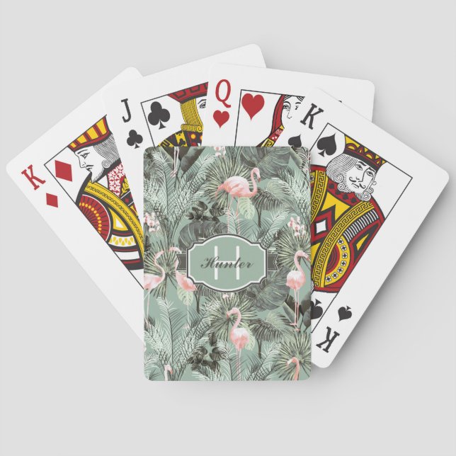 Baralho Flamingo Orchid Tropical Pattern Sage ID868 (Verso)