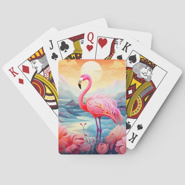 Baralho Flamingo Tropical com Flores (Verso)
