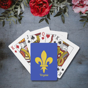 Baralho Fleur de Lis sobre Cartões de Brincadeira Azul Rea