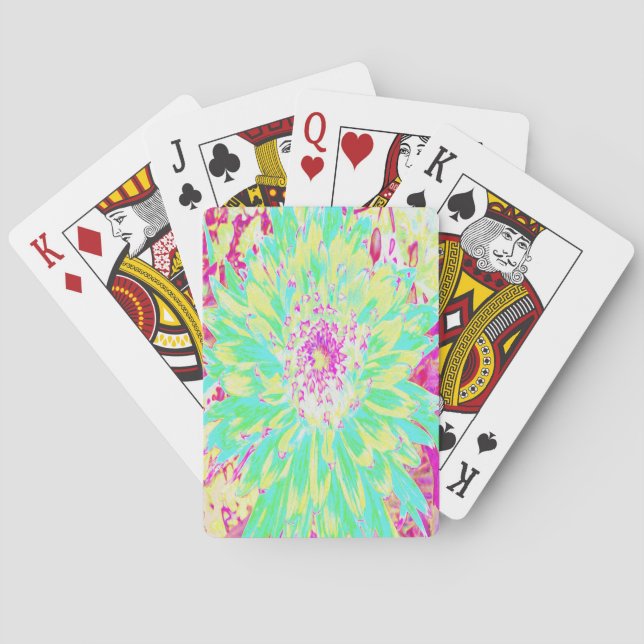 Baralho Flor de Dália Amarelo e Magenta Decorativa (Verso)