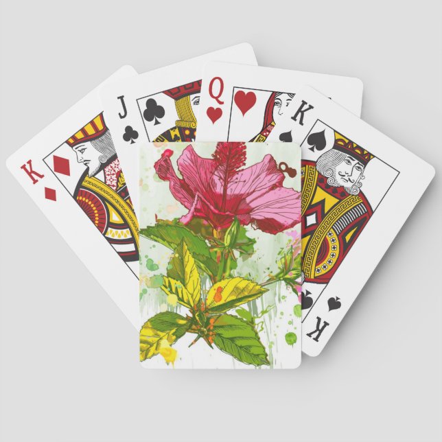 Baralho Flor do hibiscus - pintura da aguarela (Verso)