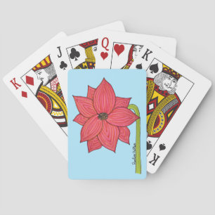 Baralho Flor Estrela Vermelha com fundo Azul