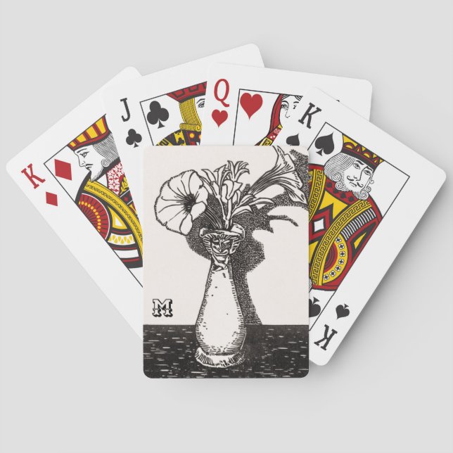 Baralho Flor personalizado preto e branco (Verso)