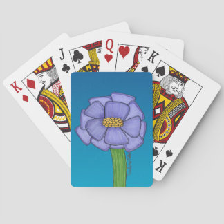 Baralho Flor quadrada roxa com fundo azul