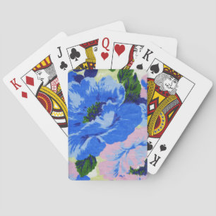 Baralho Floral bonito azul e cor-de-rosa retro feminino