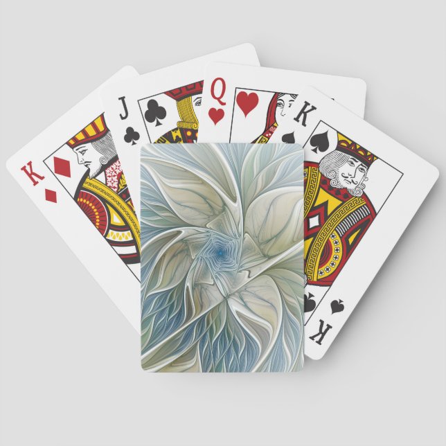 Baralho Floral Dream Pattern Abstrato Blue Khaki Fractal (Verso)