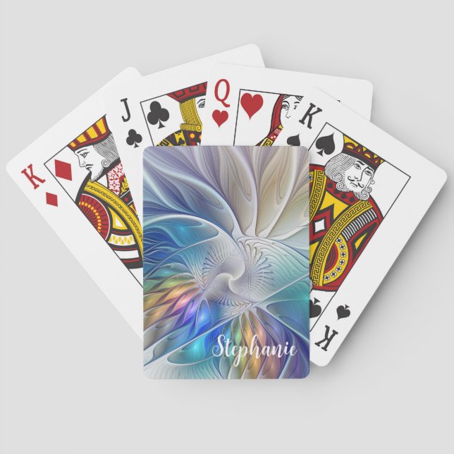 Baralho Floral Fantasy, Colorful Abstract Fractal Flower (Verso)