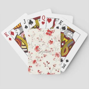 Baralho Floral Vermelho Creme  