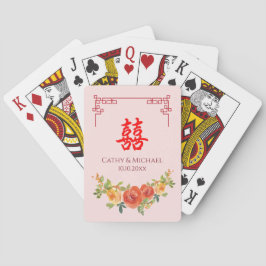 Baralho Flores amarelas laranja moldura chinesa casamento