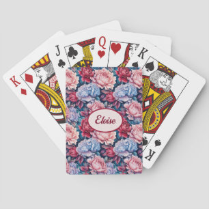 Baralho Flores Azuis e Rosa Personalizadas