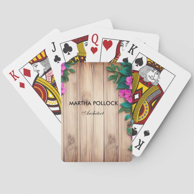 Baralho Flores cor-de-rosa madeira castanha (Verso)