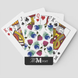 Baralho Flores De Aquarela Rosas De Pintura Azul Burgandy