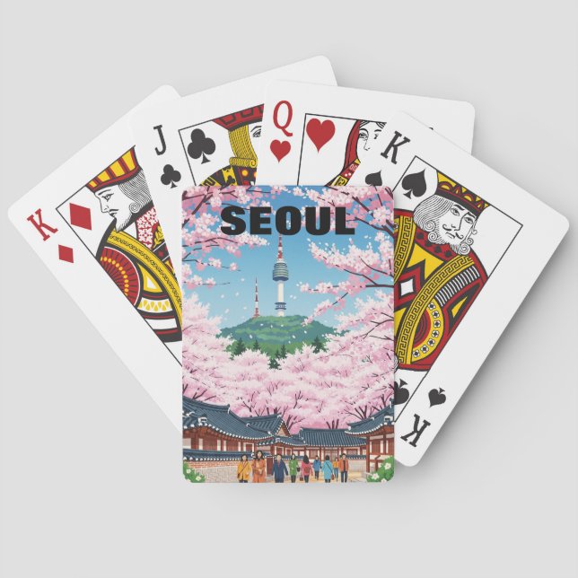 Baralho Flores de Cerejeira Seul Coreia do Sul (Verso)