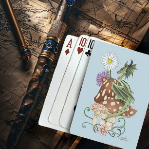 Baralho Flores de Fantasia do Dragão Verde-Cogumelo