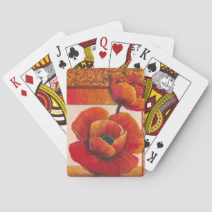 Baralho Flores de Papoula em Tan e Orange Background
